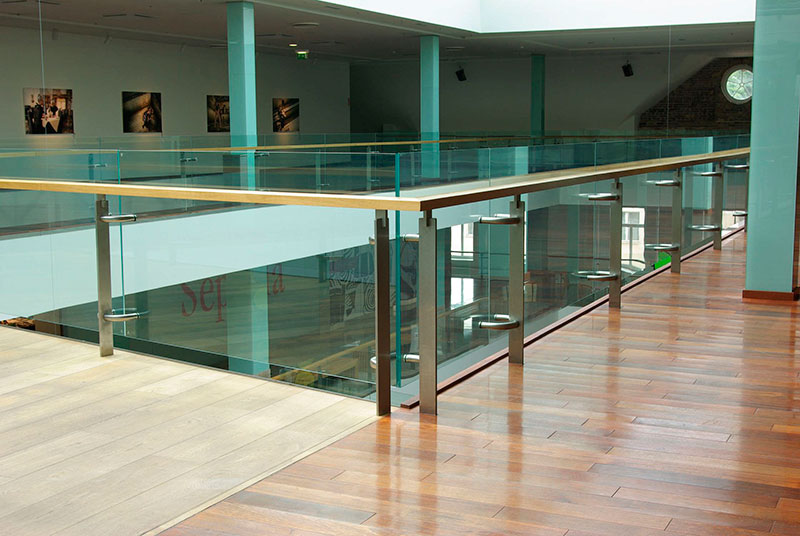 Stairs, glass railing