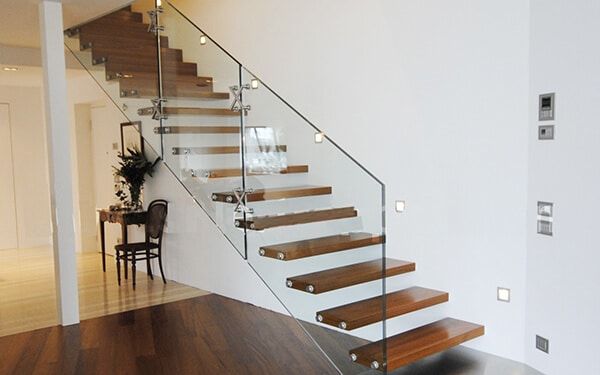 Stairs, glass railing